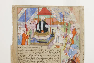The populace pays allegiance to the new Abbasid Caliph Al-Mamun (detail)