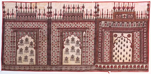 Three Chintz Prayer Arches Mounted as a Single Hanging
