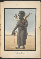 Viradha, a man-eating demon, encountered by Rama