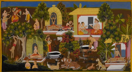 Vishvamitra discovers the hermitage of the sage Vasishtha