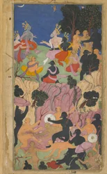 Rama confers with the Vanara chieftains on Mt. Suvela (Vol.2 fol.194)