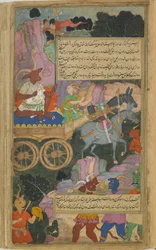 Kumbhakarna advances into battle on his chariot (Vol.2 fol.216)