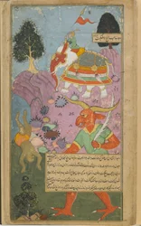 Indra maintains the celestial order by striking down the precocious Hanuman