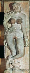 Yakshini, from a Buddhist gate. Mathura, Utter Pradesh, Kusana Period