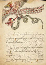 A flying creature carrying a snake, illustration from 