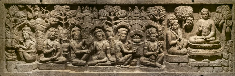 Arada Kalama Delivers His Teaching to the Future Buddha