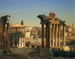 View of the Roman Forums with Temple of Vespasian, Arch of Septimius Severus and Temple of Saturn