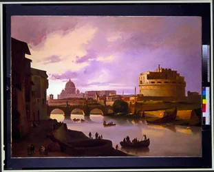 View of Castel Sant Angelo from the Tiber with St Peters in the Background, View of the Coliseum