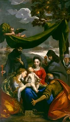 Virgin and Child with Saints Mary Magdalene, Peter, Clare, Francis and an Abbess, c.1600