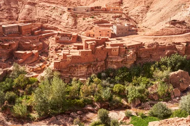 A Scene of a Town on the Way to Ait Benhaddou from Marrakesh, Morocco, 2019