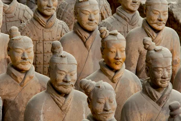 Scenes of the various warriors in the Pit 1 area at the Terra Cotta Warrior Museum