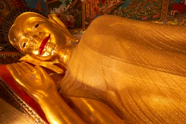 Reclining Buddha statue at Wat Phra Pan(Phra Non Mae Puka), Chiangmai, Thailand, 2019