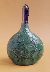 Green-glazed bottle, probably from Isfahan