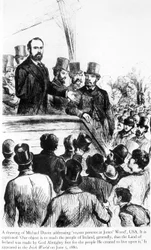 Michael Davitt addressing 100,000 persons at Jones Wood, USA, from Irish World, June 5 1880