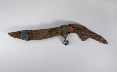 Large Knife with Remains of Sheath, Probably from Sopron, Hungary, Iron Age