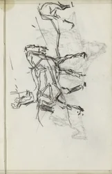Two Harnessed Horses with a Rider