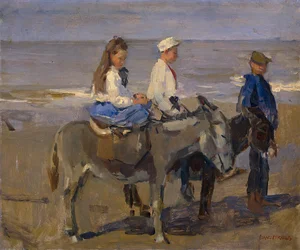 Boy and Girl on Donkeys