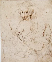 Portrait of an Unknown Lady, formally called Lucy Harrington, Countess of Bedford, a sketch for a miniature (No.3902) c.1605