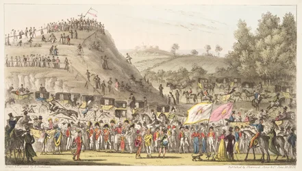 Eton Montem, and the Mount, Salt Hill, from The English Spy, published 1824