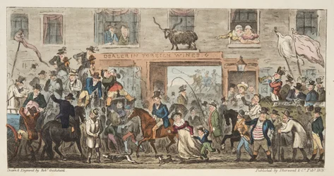 The Comical Procession from The English Spy, Gloucester to Berkeley, from The English Spy