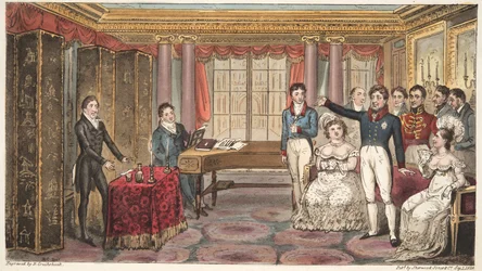 The King at Home, or Mathews at Carlton House, from The English Spy, by Charles Westmacott