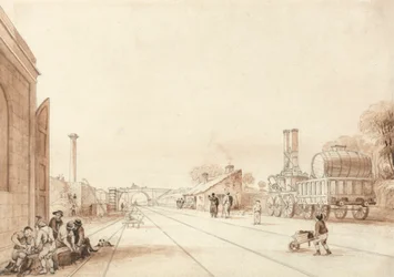 View on the Liverpool and Manchester Railway with the Locomotive 