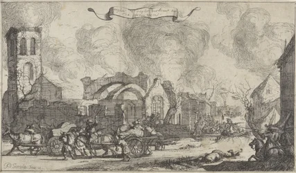 French Troops Plundering and Shooting through the Ruins of the Village Nigtevecht, 1672 (Series of Thirteen Images of the Villages and Castles in the Province of Utrecht Destroyed by the French in 1672)