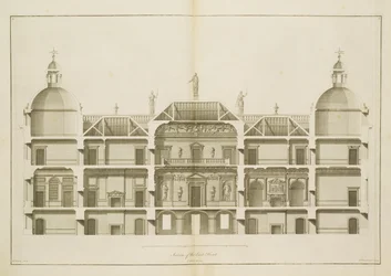 Houghton Hall: section of the East Front (engraved by Pierre Fourdrinier, 1735)