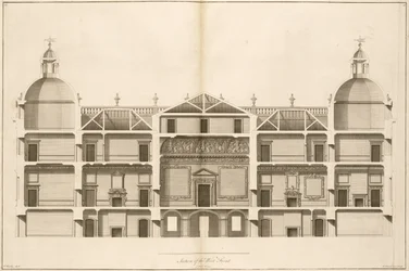 Houghton Hall: Section of the West Front, Engraved by Pierre Fourdrinier, 1735