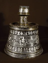 13th Century Silver and Copper Candlestick