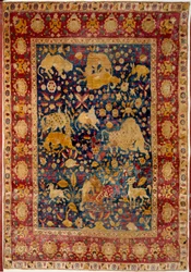 Silk Rug with Animal Decoration 