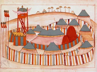 Military Camp of the Turks. Gouache on paper of the Islamic School (Ms 1671) 16th century Venice Museum Correr