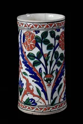 Pot with a floral decoration