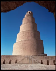 View of Great Mosque and its Minaret, the Malwiya Tower, 847-852