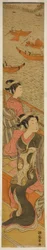 Courtesan and Her Attendant on a Balcony Overlooking River