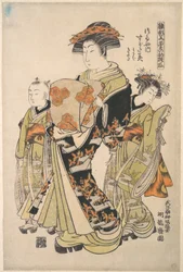 The Courtesan Sugatami of the Tsuruya Brothel, from the series “A Pattern Book of the Year’s First Designs, Fresh as Spring Herbs” (“Hinagata wakana no hatsu moyō”)
