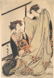 Two Beauties Looking at Kimono