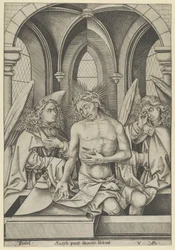 Christ as the Man of Sorrows Between Two Angels, ca. 1500