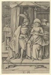 Couple Seated on a Bed, from Scenes of Daily Life