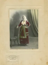 Woman Wearing Traditional Dress, Sardinia, Italy, photograph by Camillo Toncker, Rome, ca 1910