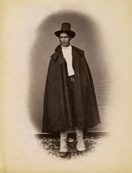 Young Man Wearing Cloak and Hat, Parre, Lombardy, Italy