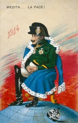 1914, Meditate... Peace! Caricature of Non-interventionism