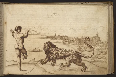 Human figure and a creature (