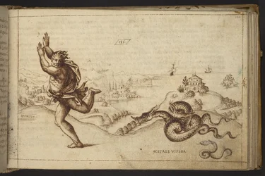 Human Figure Pursued by Serpents, from Historia Animalium
