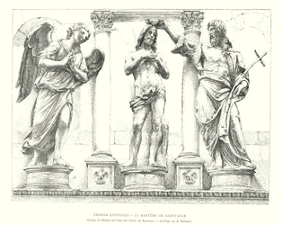 Andrea Contucci, The Baptism of Saint John, Bronze Group on One of the Baptistery Doors, The Angel by Spinazzi (engraving)