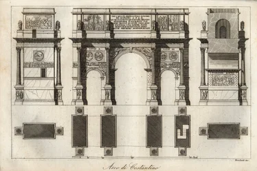Arch of Constantine in Rome - engraving from 