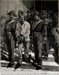 Arrest of Giovanni Passannante who carried out the attack on King Umberto I in Naples in 1878