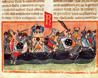 Battle between Romans and Gauls, from Le Vite di Dodici Cesari by Gaius Suetonius Tranquillus (c.75-150)