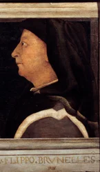 Cassone featuring 5 portraits of the Master of the Florentine Renaissance (detail)