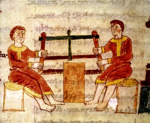 Two Men Sawing Wood, from De Universo by Rabanus Maurus